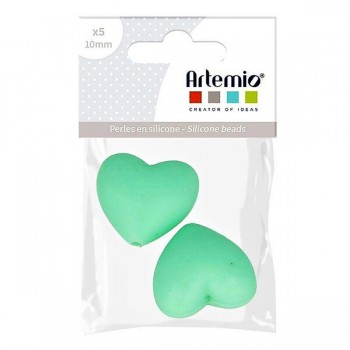 Χάντρες Σιλικόνης Καρδιές Ανοιχτό Πράσινο, Artemio