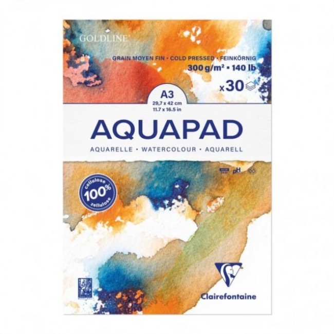 Clairefontaine Μπλοκ Ακουαρέλας AquaPad Cold Pressed 30 φύλλων A3 29,7x42cm 300gr Clairefontaine Μπλοκ Ακουαρέλας AquaPad Cold Pressed 30 φύλλων A3 29,7x42cm 300gr