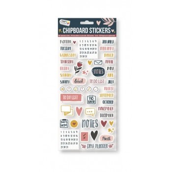 Chipboard stickers, word.