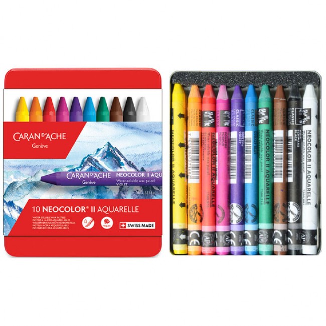 Caran d'Ache Neocolor II υδατοδιαλυτά παστέλ κεριού σετ 10 χρωμάτων