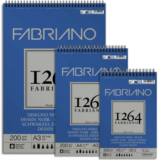 Μπλοκ σχεδίου σπιράλ fabriano 1264 Black, Α5