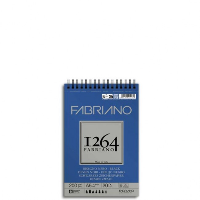 Μπλοκ σχεδίου σπιράλ fabriano 1264 Black, Α5