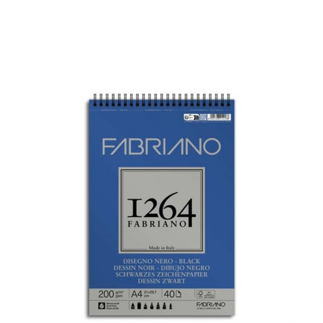 Μπλοκ Σχεδίου Σπιράλ Fabriano 1264 Black, Α4