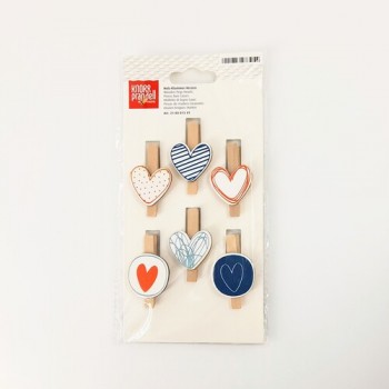Ξύλινα μανταλάκια με Καρδίες 6 τεμάχια, Knorr Prandell