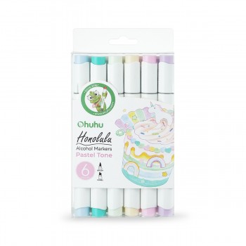 Ohuhu honolulu alcohol markers σετ μαρκαδόρων 6p Pastel Tones Brush & Chisel