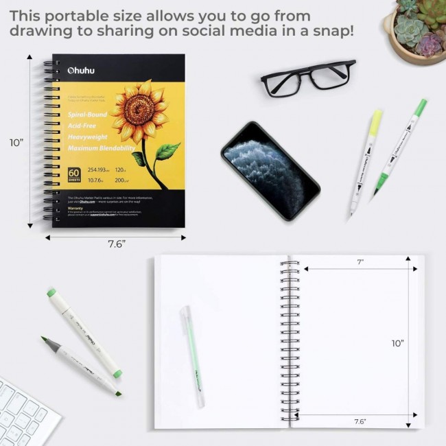 Ohuhu marker sketchbook, σπιράλ 25.4x19.3 cm Ohuhu marker sketchbook, σπιράλ 25.4x19.3 cm