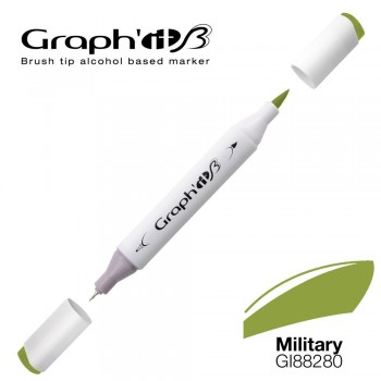 Μαρκαδόρος Οινοπνεύματος Διπλή Μύτη Πινέλο Graph'it Brush, 8280 Miltary