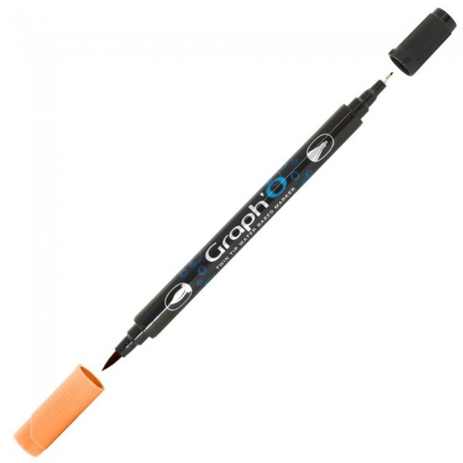 Μαρκαδόρος Νερού Διπλή Μύτη Πινέλο Graph'O Twin Tip marker 2150 mango