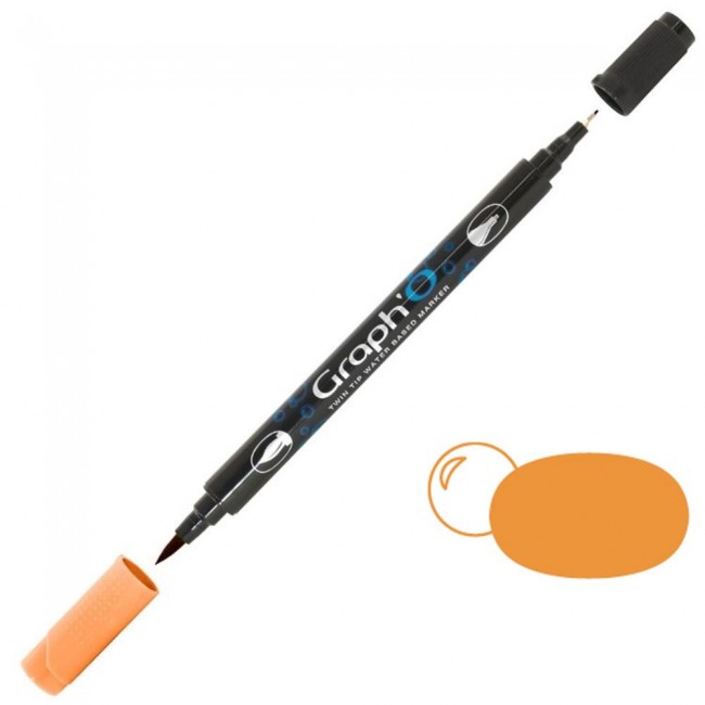 Μαρκαδόρος Νερού Διπλή Μύτη Πινέλο Graph'O Twin Tip marker 2150 mango
