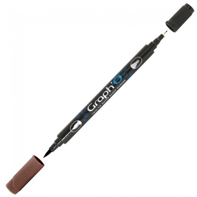Μαρκαδόρος Νερού Διπλή Μύτη Πινέλο Graph'O Twin Tip marker 3290 ebony