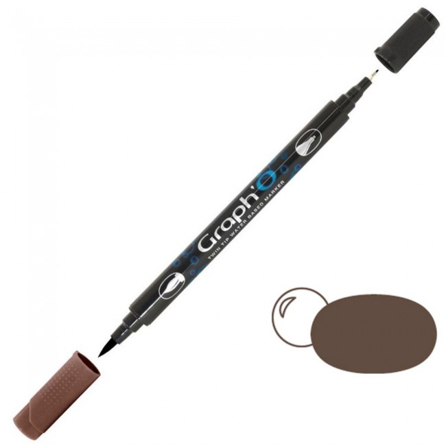 Μαρκαδόρος Νερού Διπλή Μύτη Πινέλο Graph'O Twin Tip marker 3290 ebony