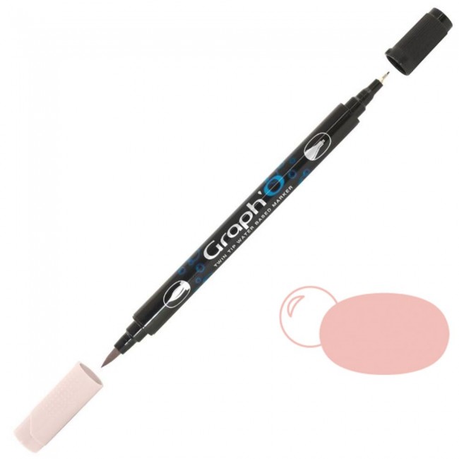 Μαρκαδόρος Νερού Διπλή Μύτη Πινέλο Graph'O Twin Tip marker 4135 pale rose
