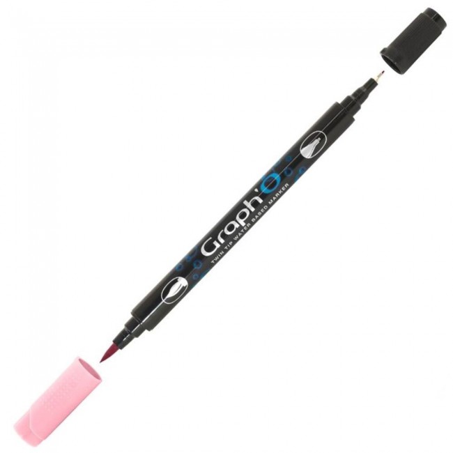 Μαρκαδόρος Νερού Διπλή Μύτη Πινέλο Graph'O Twin Tip marker 5120 princess rose