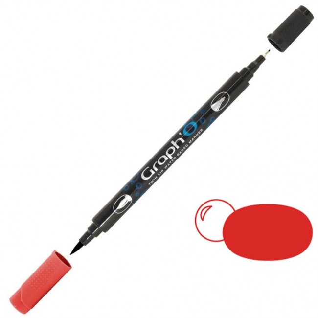 Μαρκαδόρος Νερού Διπλή Μύτη Πινέλο Graph'O Twin Tip marker 5220 tomato