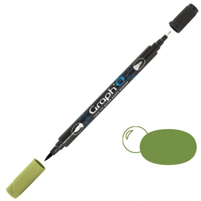 Μαρκαδόρος Νερού Διπλή Μύτη Πινέλο Graph'O Twin Tip marker 8280 military