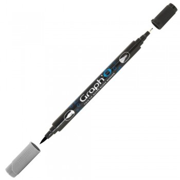 Μαρκαδόρος Νερού Διπλή Μύτη Πινέλο Graph'O Twin Tip marker 9504 neutral grey medium