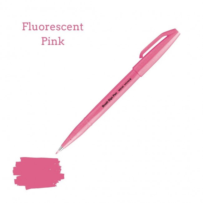 Μαρκαδόρος Brush Sign Pen Pentel, fluorescent pink