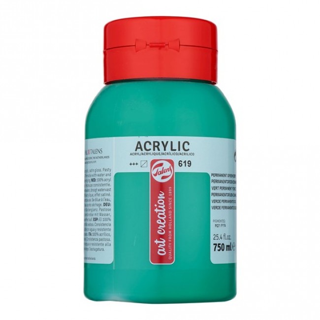 Ακρυλικό χρώμα 750ml 619 permanent green deep, Art Creation