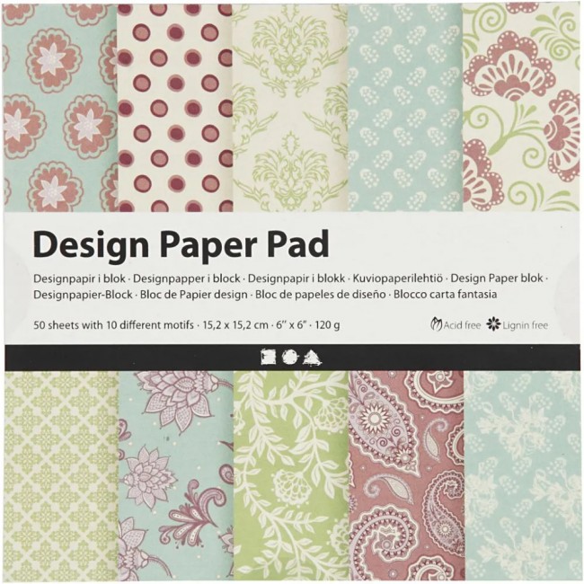 Μπλοκ scrapbooking lilac green, 15,2x15,2cm, 50τεμ.