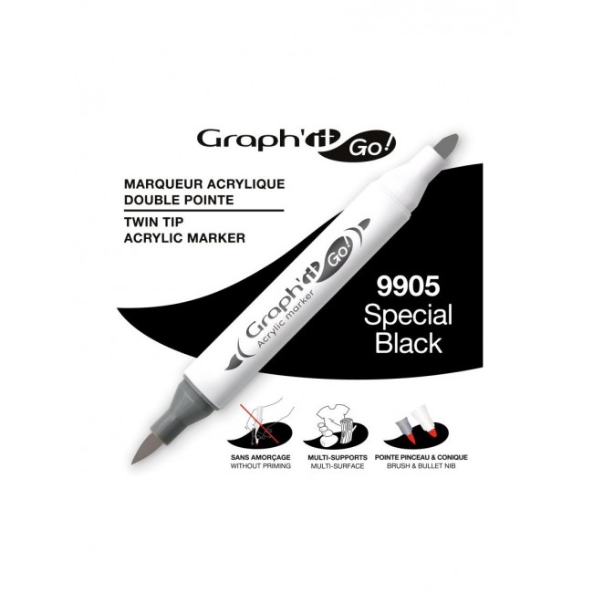 Ακρυλικοί μαρκαδόροι με διπλή μύτη Graph'it GO! special black