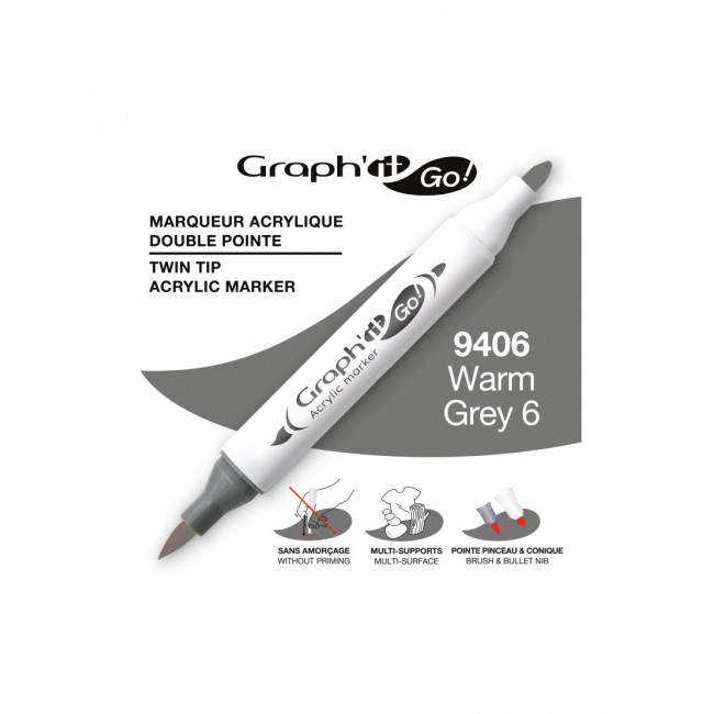 Ακρυλικοί μαρκαδόροι με διπλή μύτη Graph'it GO! warm grey 6