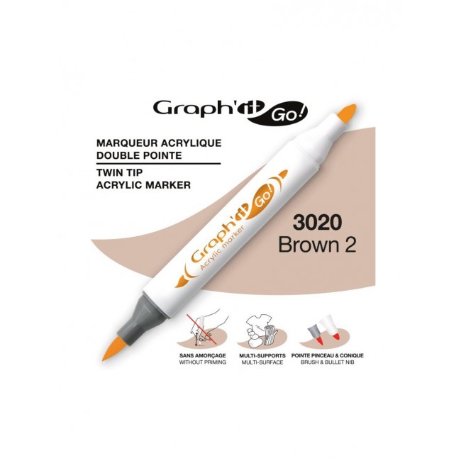 Ακρυλικοί μαρκαδόροι με διπλή μύτη Graph'it GO! brown 2