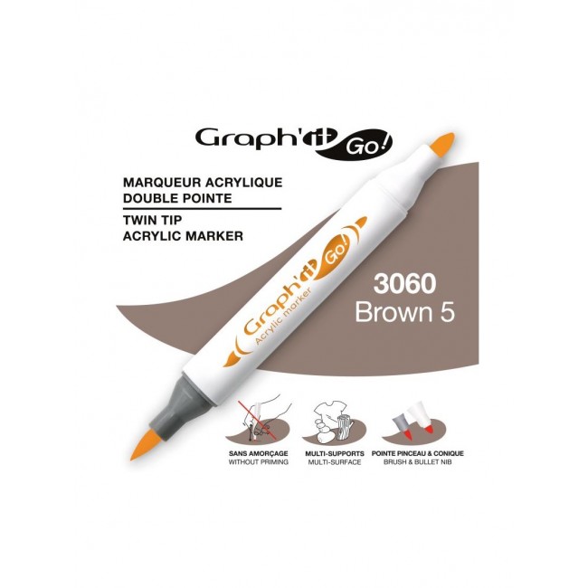 Ακρυλικοί μαρκαδόροι με διπλή μύτη Graph'it GO! brown 5