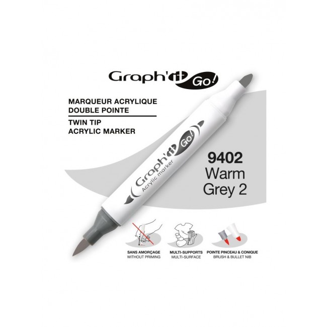 Ακρυλικοί μαρκαδόροι με διπλή μύτη Graph'it GO! warm grey 2