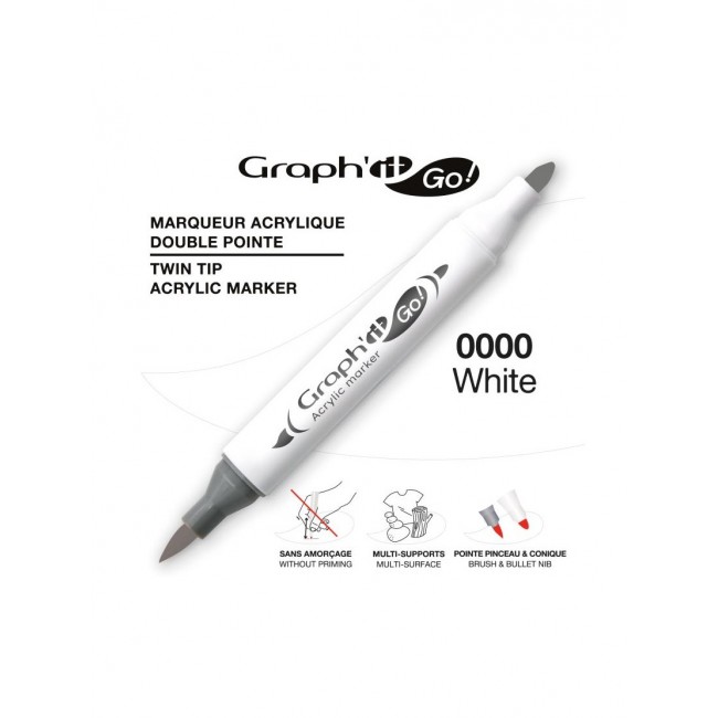 Ακρυλικοί μαρκαδόροι με διπλή μύτη Graph'it GO! white