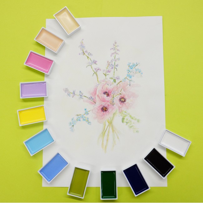 Kuretake Gansai Tambi 12 colours set ll new colours