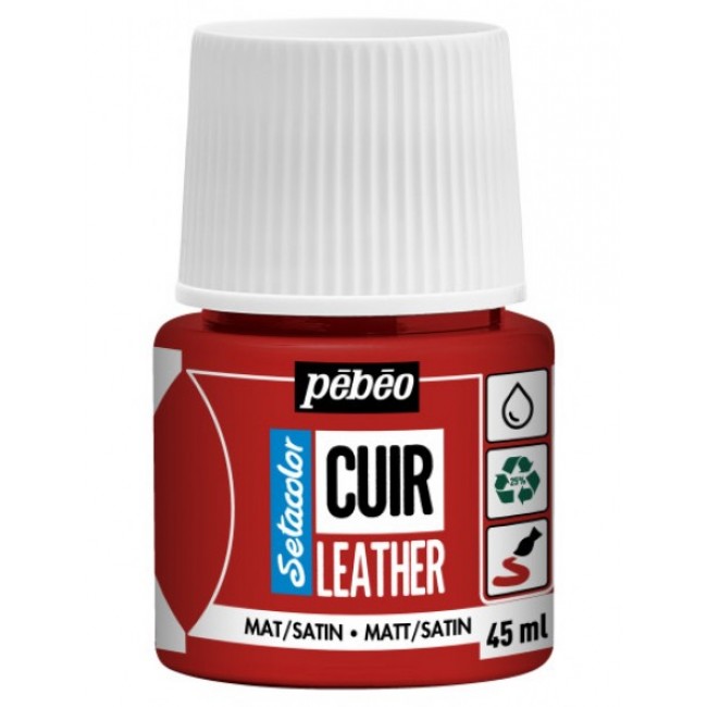 setacolor leather χρώμα για δέρμα, pebeo 45ml, intense red