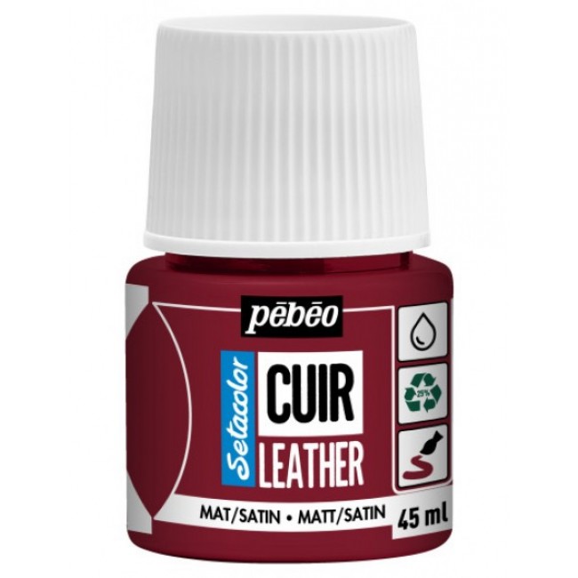 setacolor leather χρώμα για δέρμα, pebeo 45ml, deep red