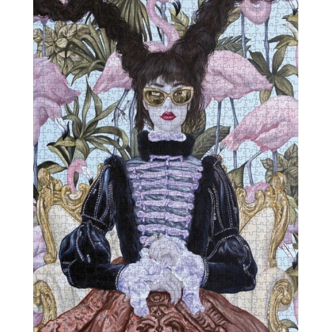 Carlos Gámez de Francisco Girl with Pink Flamingos 1000-Piece Jigsaw Puzzle
