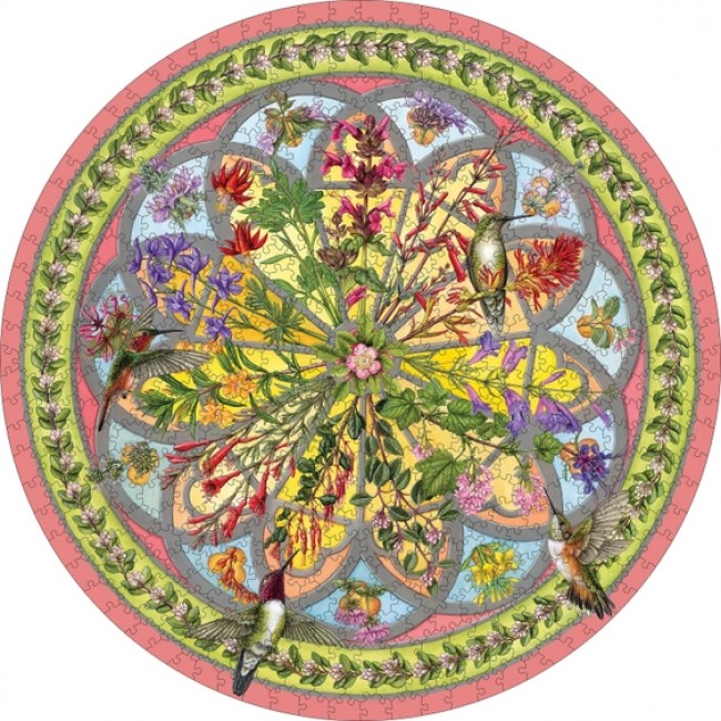 Erin E. Hunter Floral Compass 500-Piece Circular Jigsaw Puzzle